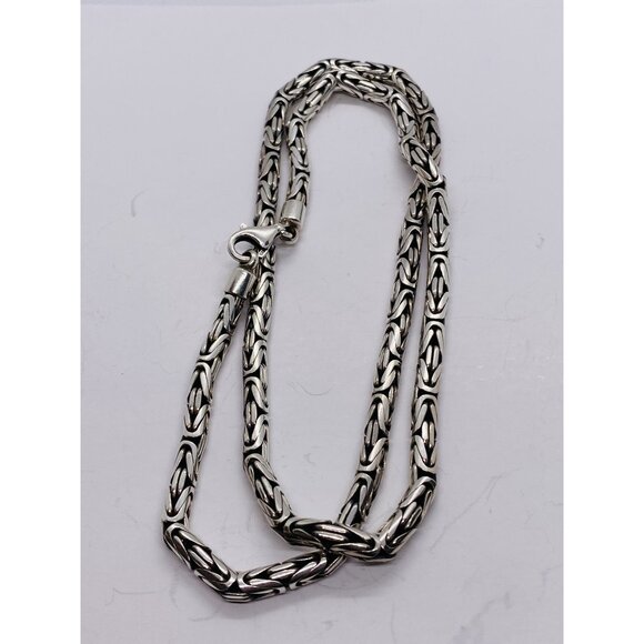 BYZANTINE LINK GORGEOUS STERLING SILVER CHAIN NECKLACE 22
